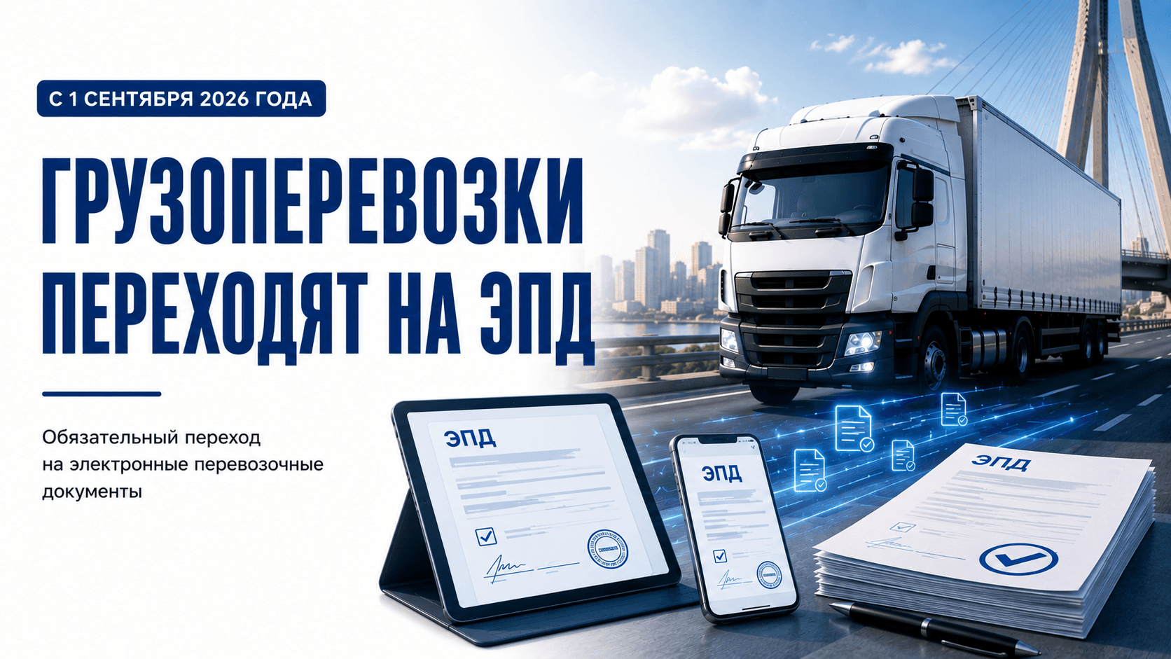 С 1 сентября 2026 года грузоперевозки переходят на ЭПД